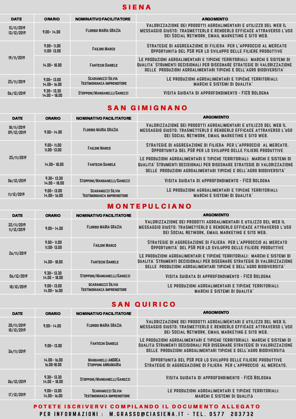 Corsi gratuiti in provincia di Siena